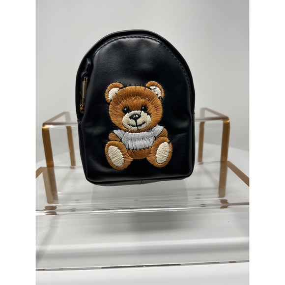 Moschino mini Teddy bear embroidered branded backpack black with gold hardware - Picture 3 of 17